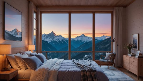 Le réveil matinal face aux sommets enneigés